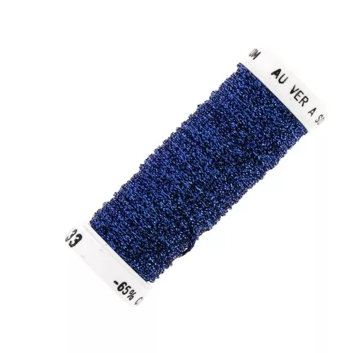 Filo da ricamo metallizzato intracciato 16 au ver à soie blu re 033  x10cm