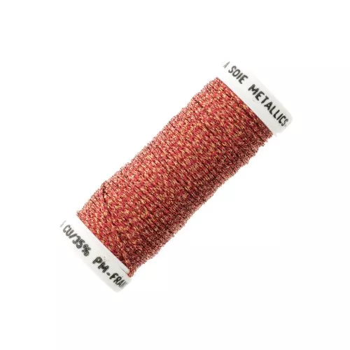 Filo da ricamo metallizzato intrecciato 16 Au ver à Soie rosso ramato 327 x10m