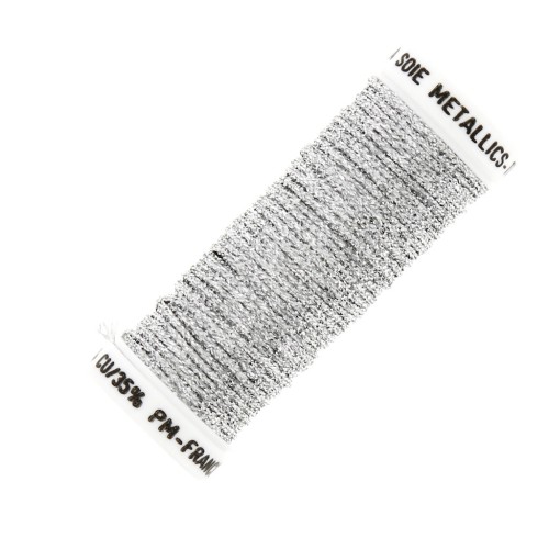 Filo da ricamo metallizzato intracciato 16 au ver à soie Argentato 001 x10cm