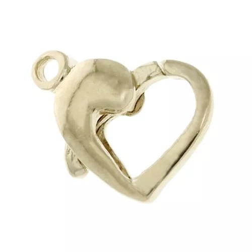 Chiusura moschettone Cuore per braccialetto o collana 13mm Placcato oro 3 micronx1