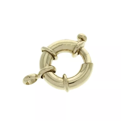 Chiusura a molla tondo per braccialetto o collana 15 mm Placcato oro 3 micron x1