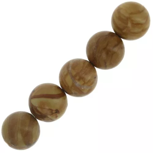 Perle rotonde in pietra gemma 8 mm - Jaspe legno x10