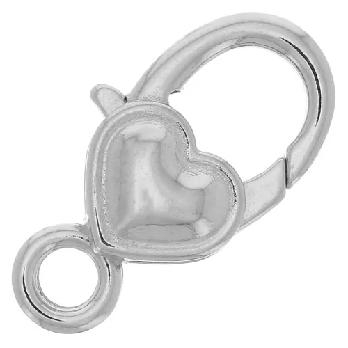 Chiusura moschettone cuore mm. 27 Rodiato  x1
