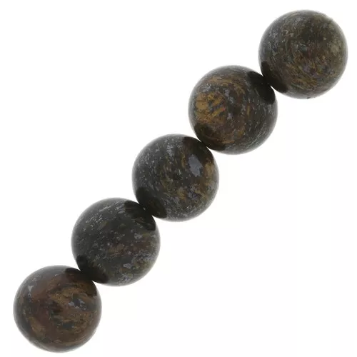 Perle rotonde 10 mm pietra gemma Bronzite x5