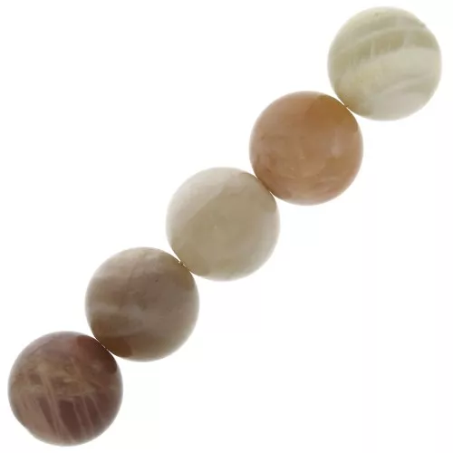 Perle rotonde in pietra gemma 10 mm - Pietra di luna MixRosa x5