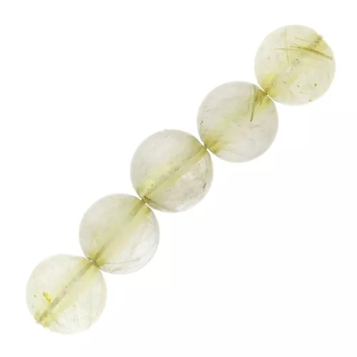 Perle rotonde en pietra gemma 6 mm - Quarzo rutile giallo x15