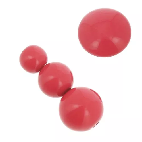 Assortimento di 26 perle e 2 cabochon in resina opaca 6-8-10mm -Rosso chiaro