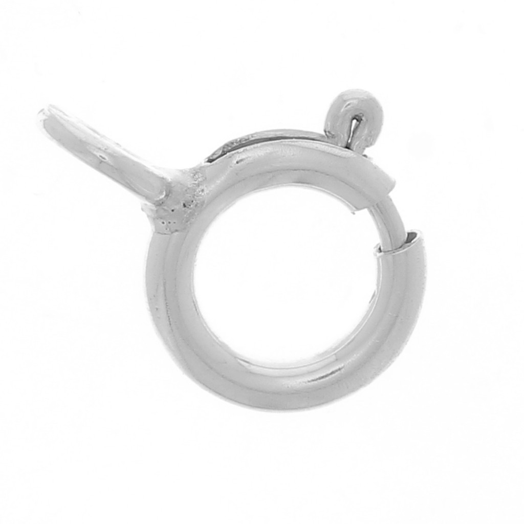 Chiusura anello in Ottone con molla color Platino diametro 1.7 cm - 1 pz. - Anello a Molla