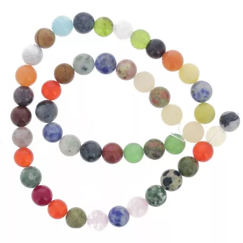 Assortimento di perline in pietra semipreziosa tonda da 8 mm x38 cm
