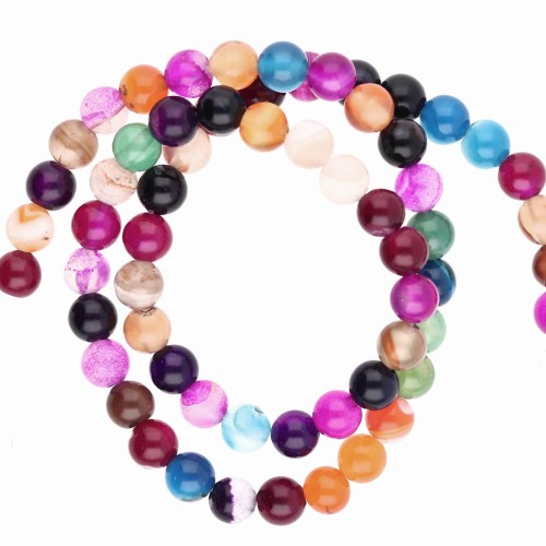 Assortimento di perle rotonde da 6,5 mm in pietre semipreziosi, 36 cm