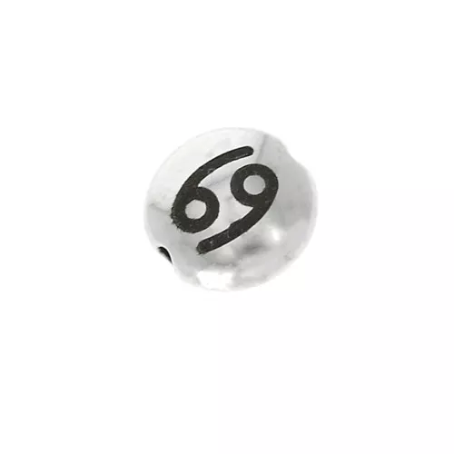 Perla rotonda piatta in metallo 8 mm - Segno zodiacale Cancro- Arg. invecchiatox1