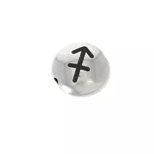 Perla rotonda piatta metallo 8 mm-Segno zodiacale Sagittario-Arg. invecchiatox1
