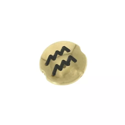 Perla rotonda piatta in metallo 8 mm - Segno zodiacale Acquario -Dorato x1
