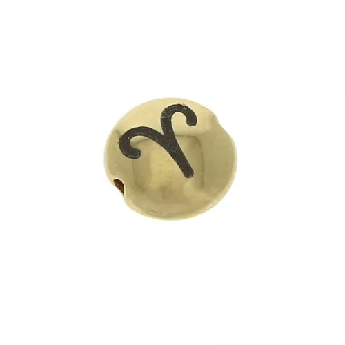 Perla rotonda  piatta in metallo 8 mm - Segno zodiacale Ariete - Dorato x1