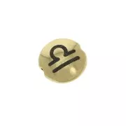 Perla rotonda piatta in metallo 8 mm - Segno zodiacale Bilancia -Dorato x1