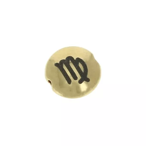 Perla rotonda piatta in metallo 8 mm - Segno zodiacale Vergine - Dorato x1