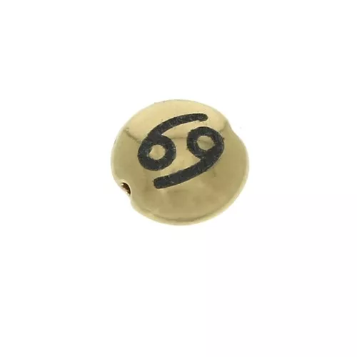 Perla rotonda piatta in metallo 8 mm - Segno zodiacale Cancro - Dorato x1