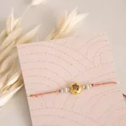 Perla rotonda  piatta in metallo 8 mm - Segno zodiacale Cancro - Dorato x1