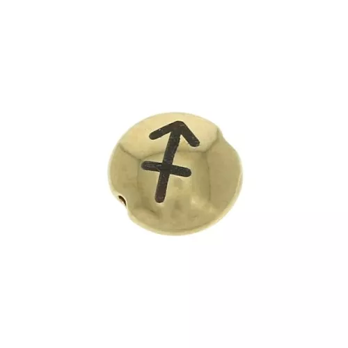 Perla rotonda piatta in metallo 8 mm - Segno zodiacale  Sagittario   - Dorato x1