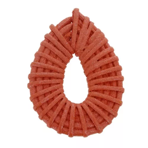 Pendente goccia in legno intrecciato 45x35 mm - Corallo effetto madreperla x1
