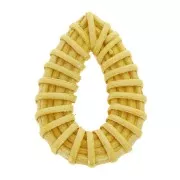 Pendente goccia in legno intrecciato 45x35 mm - Giallo effetto madreperla x1