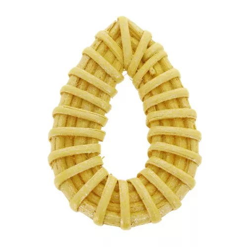 Pendente goccia in legno intrecciato 45x35 mm - Giallo effetto madreperla x1