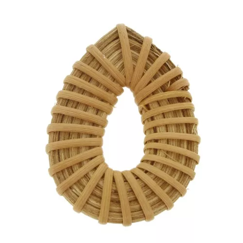 Pendente goccia in legno intrecciato 45x35 mm - Naturale x1