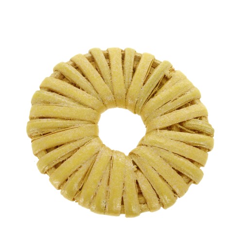 Pendente rond - anello in legno intrecciato 40 mm - Giallo effetto madreperla x1