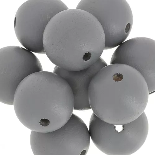 Perla tonda in legno mm. 20 Grigio x5