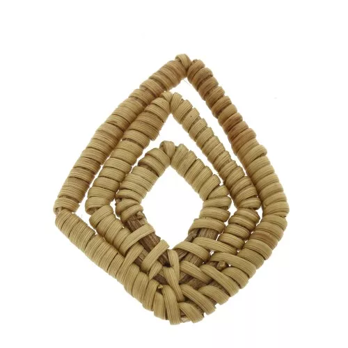 Pendente rombo in legno intrecciato 45x35 mm - Naturale x1