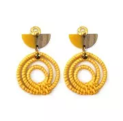 Pendente 3 anellox in legno intrecciato 42 mm - Giallo effetto madreperla x1