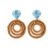 Pendente 3 anellox in legno intrecciato 42 mm - Giallo effetto madreperla x1