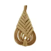 Pendente goccia in legno intrecciato 47x23 mm - Naturale x1