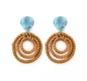 Pendente goccia in legno intrecciato 47x23 mm - Naturale x1