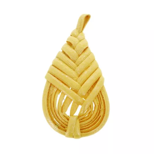 Pendente goccia in legno intrecciato 47x23 mm - Giallo effetto madreperla x1