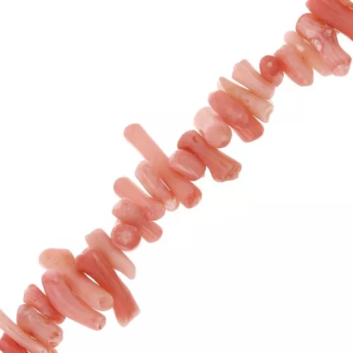 Perline Mini-chips in bambù di mare 6-15 mm dipinti rosa x40cm
