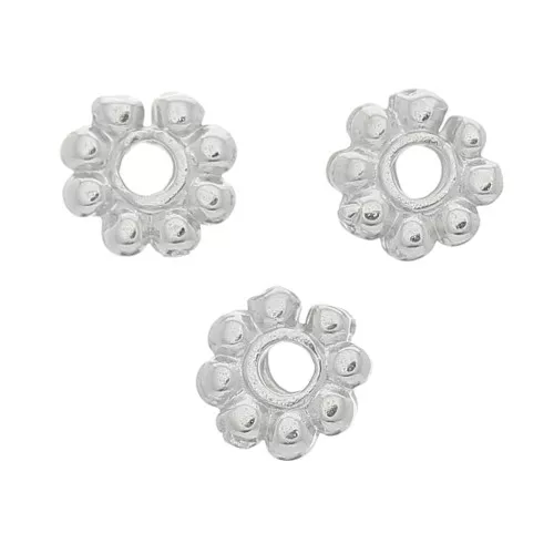 Perle rondelle fiore 6 mm - Rodio x10