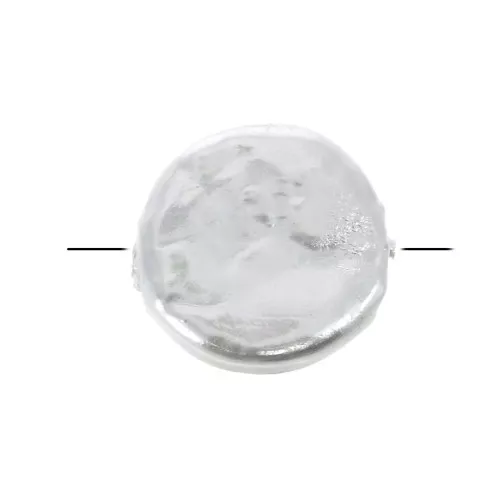 Perla tonda a disco - 12 mm - imitazione perla d'acqua dolce - Bianco x1