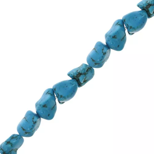 Perla irregolare 9 mm Howlite tinto - Turchese x1