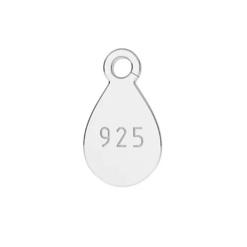 Ciondolo goccia 9x5 mm scritto 925 con anello aperto - Argento 925 x1