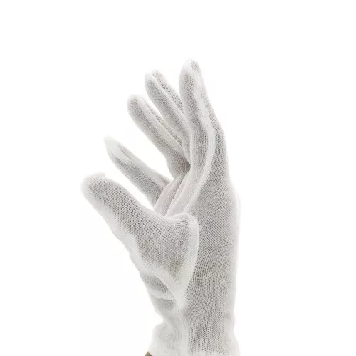 Guanti cotone per manipolazioni di bijoux e espositore Dimensione M/L - Bianco x2