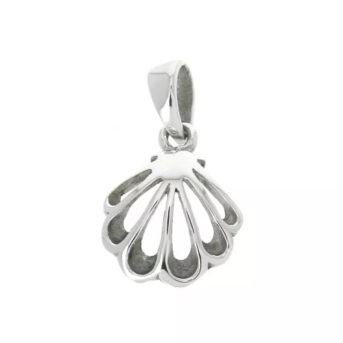 Ciondolo Conchiglia traforato 15x12 mm con anello chiuso in Argento 925 x1