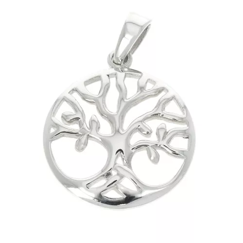 Pendente rotondo 21x18 mm modello albero di vita traforato Argento 925 x1