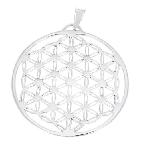 Pendente rotondo 34.5x32mm modello fiore di vita traforato Argento 925x1