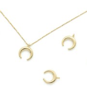 Ciondolo corno mezza-luna 11x9 mm - Dorato x1