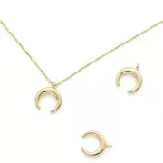 Ciondolo corno mezza-luna 11x9 mm - Dorato x1