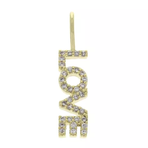 Pendente Love con Ossido di zirconio 22x5 mm dorato - Crystal x1