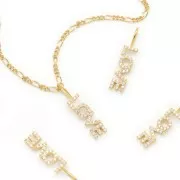 Pendente Love con Ossido di zirconio 22x5 mm dorato - Crystal x1