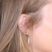 Orecchini a stella in ossido di zirconio da 10 mm in oro fino x1