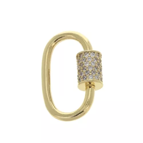 Chiusura ovale da avvitare con Ossido di zirconio 19x12 mm - Dorato - Crystal x1